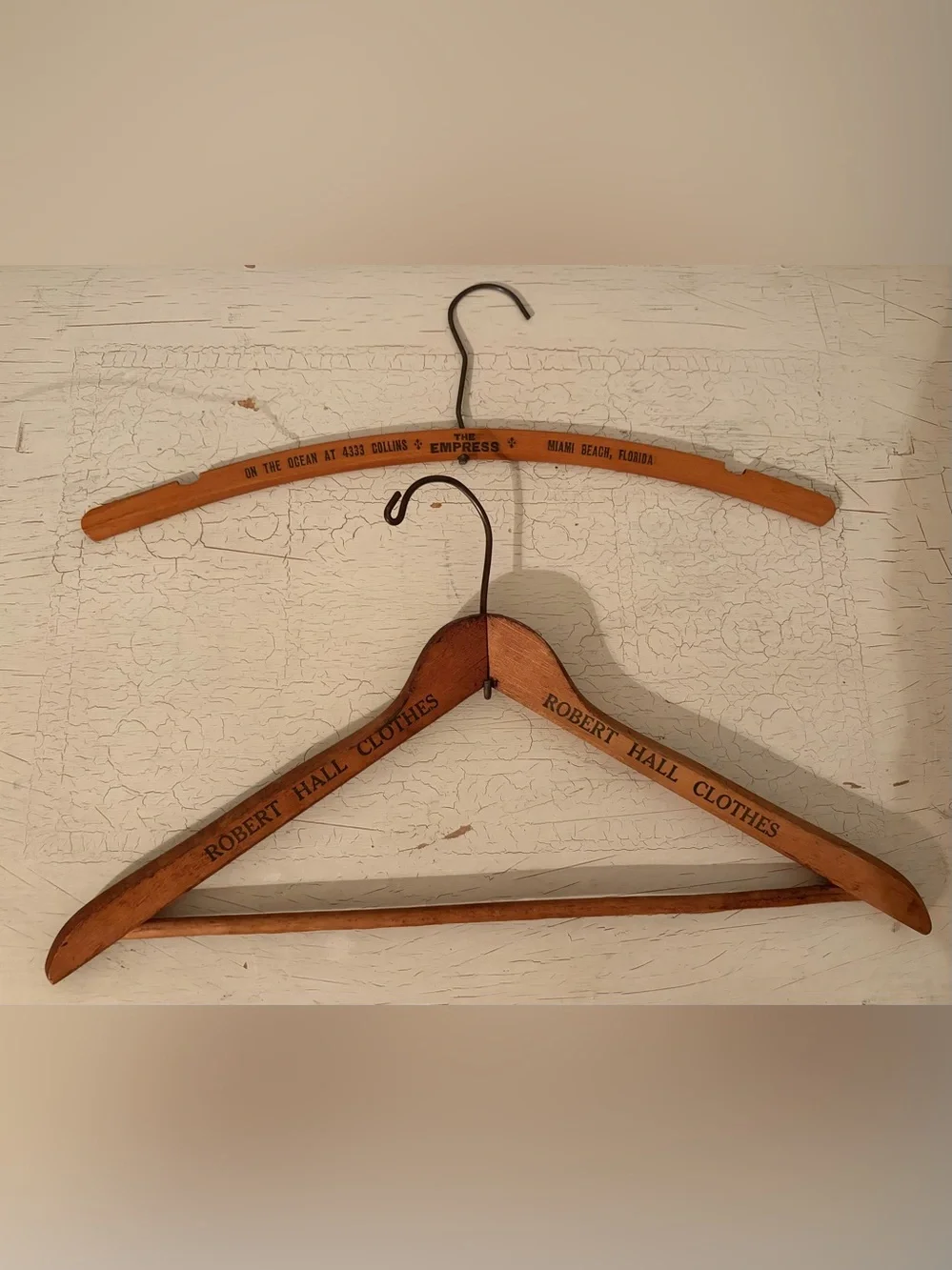 Set of 2 Antique Wood Hangers. Perfect for Displaying your Vintage Clothes!